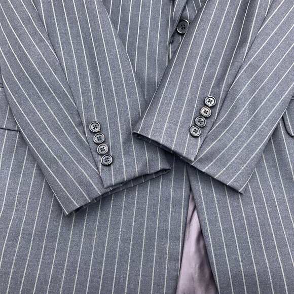 Hickey Freeman Blazer Men 42L Gray Pinstripe Wool Madison Classic Career USA VTG - Picture 3 of 13
